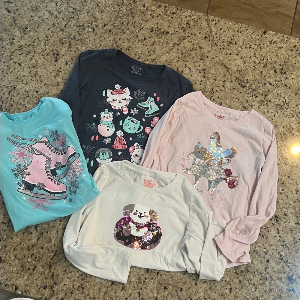 Girls' Winter Graphic Long Sleeve Shirts Set
